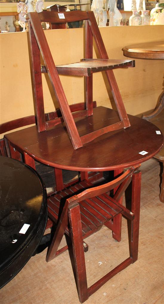 Drop-leaf table & 4 folding chairs(-)